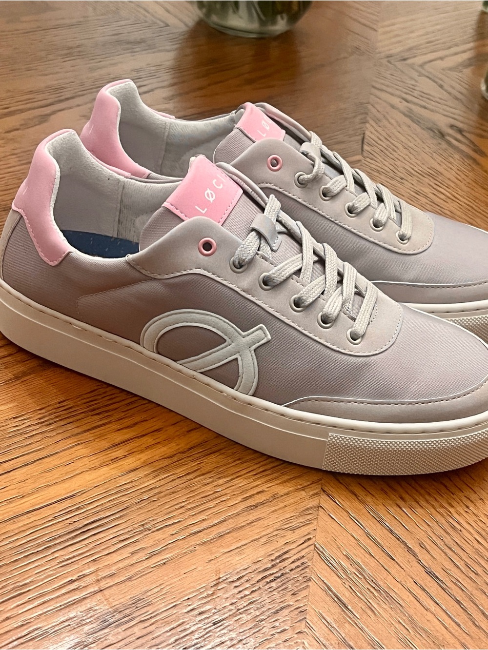 LOCI Warm Gray and Pink Sneakers